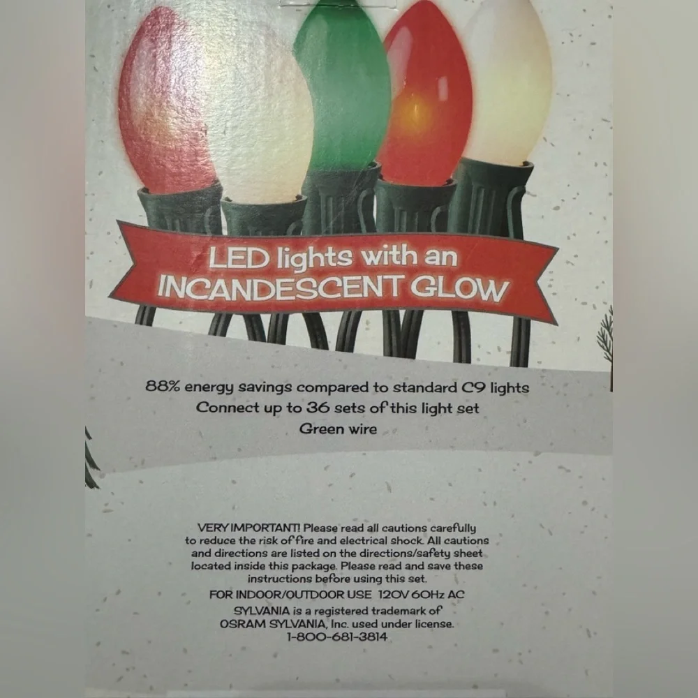 Sylvania Traditional Glow 20 LED C9 Lights (Red, Green & Soft White)